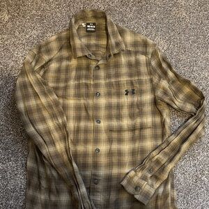 Under Armour Olive and Tan Plaid Snap-Front Shirt